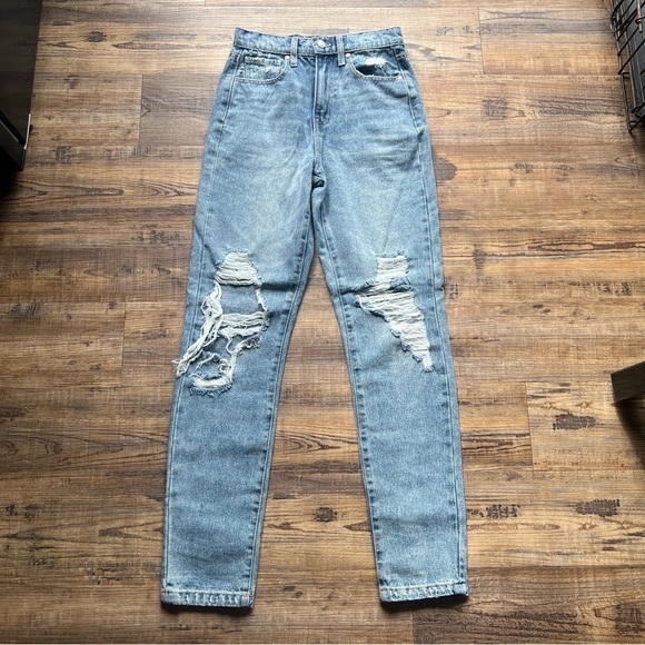RSQ Women's Blue Straight Leg High Waist 90s Jeans Size 23 100% Cotton NWT - Picture 1 of 8